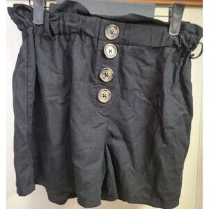 Women's Chances R Black Elastic Waist Decorative Buttons Size Small Shorts